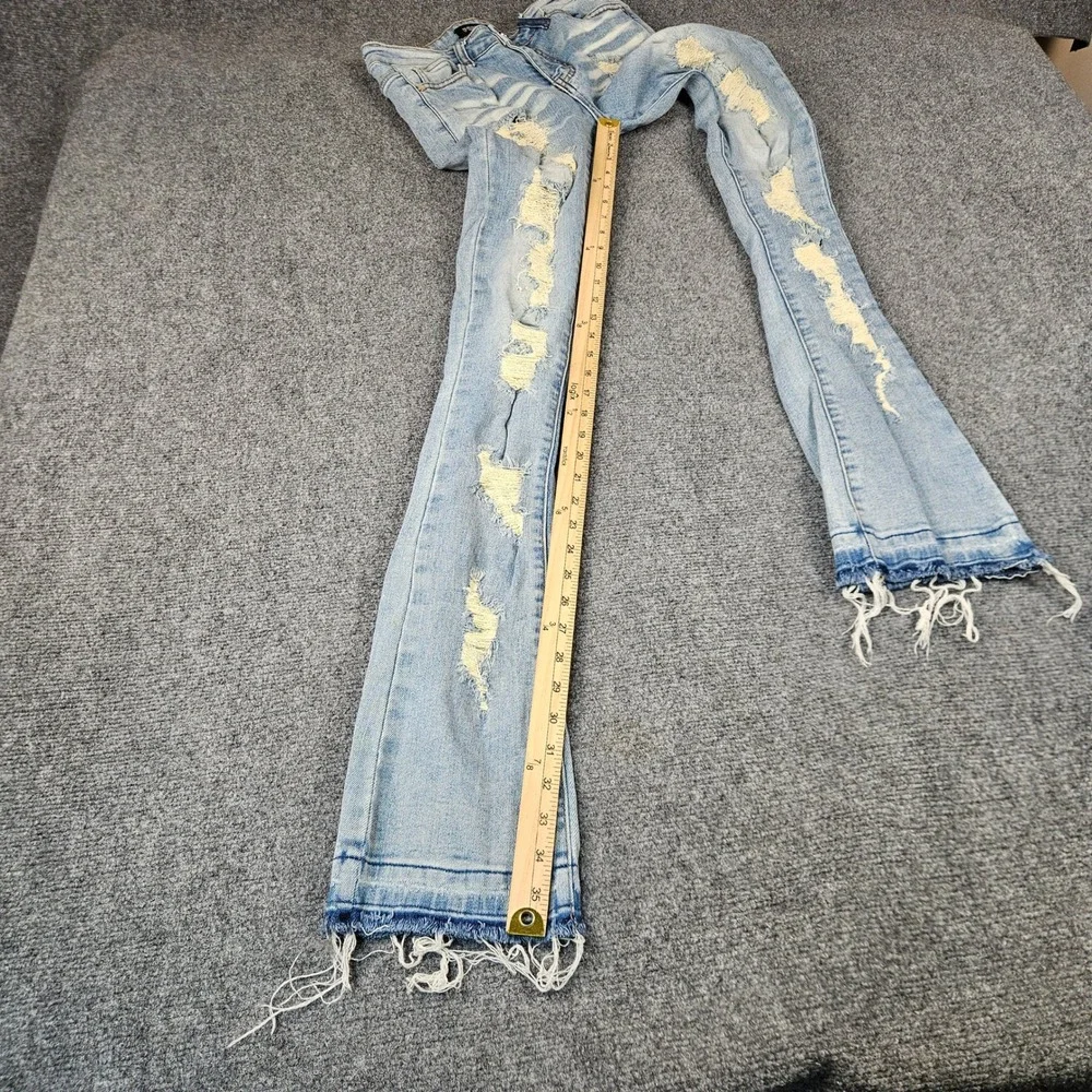 Pheelings Distressed Flare Jeans Light Wash Ripped Frayed Hem Mens Size 28